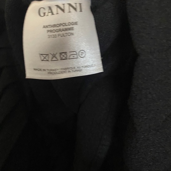 NWT Anthro/ Ganni Black Pleated CrossKnit Dress - Picture 6 of 7